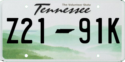 TN license plate Z2191K