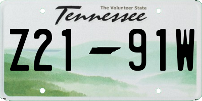 TN license plate Z2191W