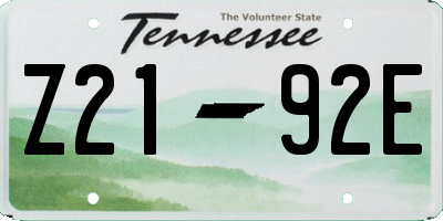 TN license plate Z2192E