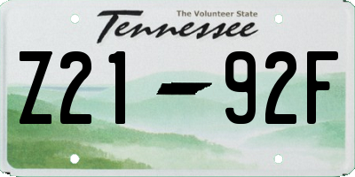 TN license plate Z2192F