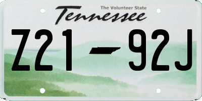 TN license plate Z2192J