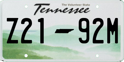 TN license plate Z2192M