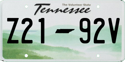 TN license plate Z2192V