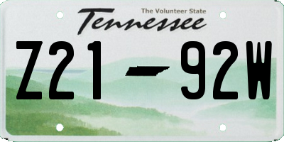 TN license plate Z2192W