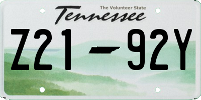 TN license plate Z2192Y