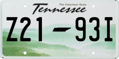 TN license plate Z2193I