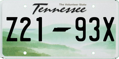 TN license plate Z2193X