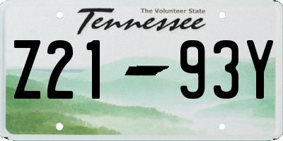 TN license plate Z2193Y