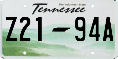TN license plate Z2194A