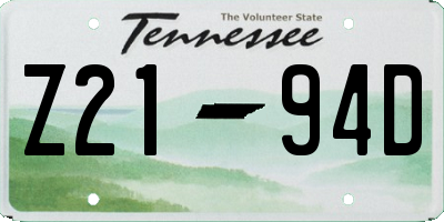 TN license plate Z2194D