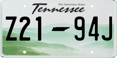 TN license plate Z2194J