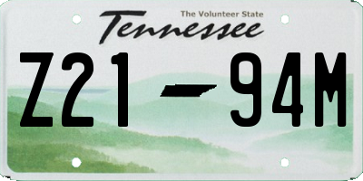 TN license plate Z2194M