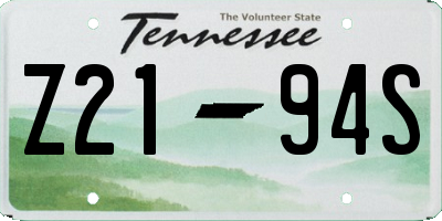 TN license plate Z2194S