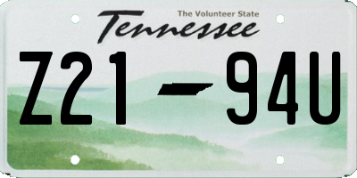 TN license plate Z2194U