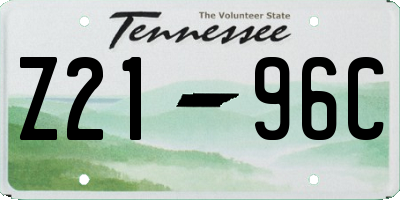 TN license plate Z2196C