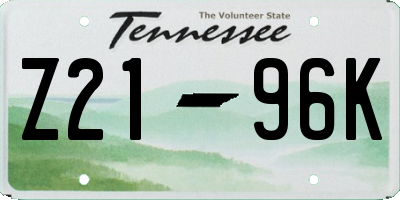 TN license plate Z2196K