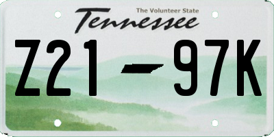 TN license plate Z2197K