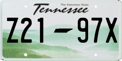 TN license plate Z2197X