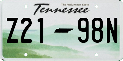 TN license plate Z2198N