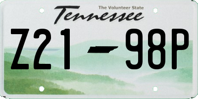 TN license plate Z2198P