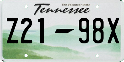 TN license plate Z2198X