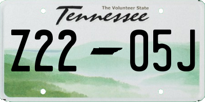 TN license plate Z2205J