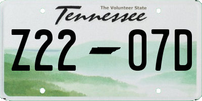 TN license plate Z2207D