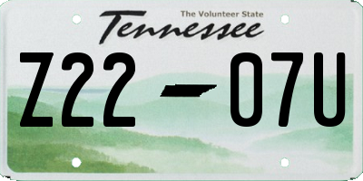 TN license plate Z2207U