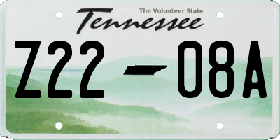TN license plate Z2208A