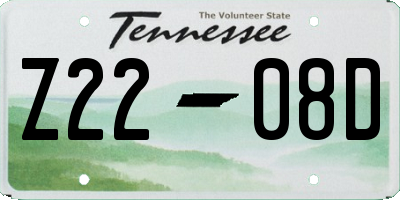 TN license plate Z2208D
