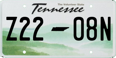 TN license plate Z2208N
