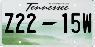 TN license plate Z2215W