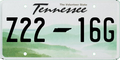 TN license plate Z2216G