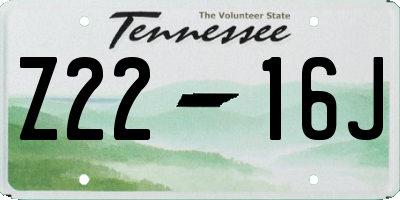 TN license plate Z2216J
