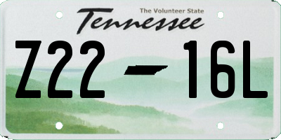 TN license plate Z2216L