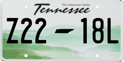 TN license plate Z2218L