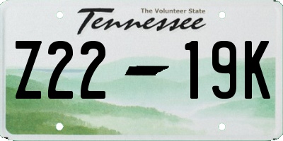 TN license plate Z2219K