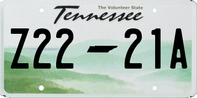 TN license plate Z2221A