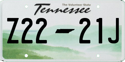 TN license plate Z2221J