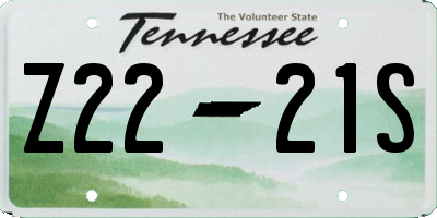 TN license plate Z2221S