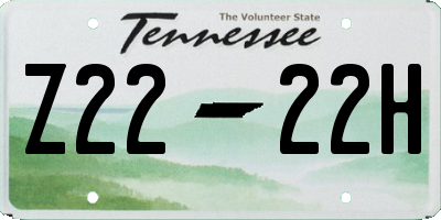 TN license plate Z2222H