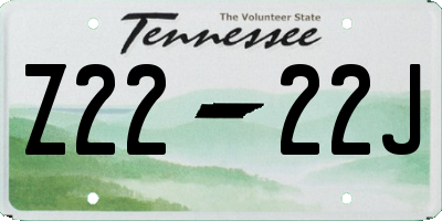 TN license plate Z2222J