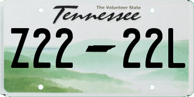 TN license plate Z2222L