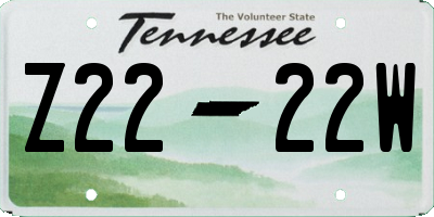 TN license plate Z2222W