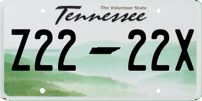 TN license plate Z2222X