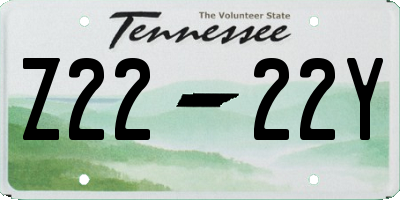 TN license plate Z2222Y