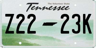 TN license plate Z2223K
