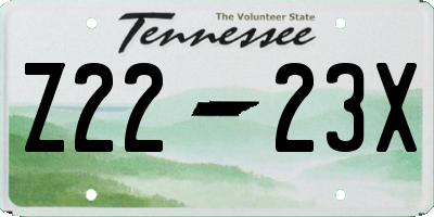 TN license plate Z2223X