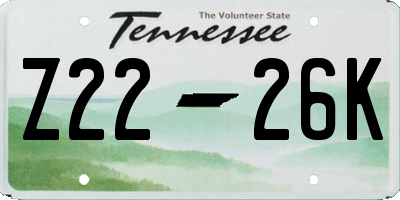 TN license plate Z2226K