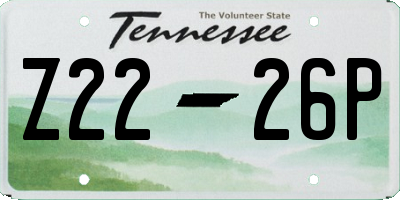 TN license plate Z2226P